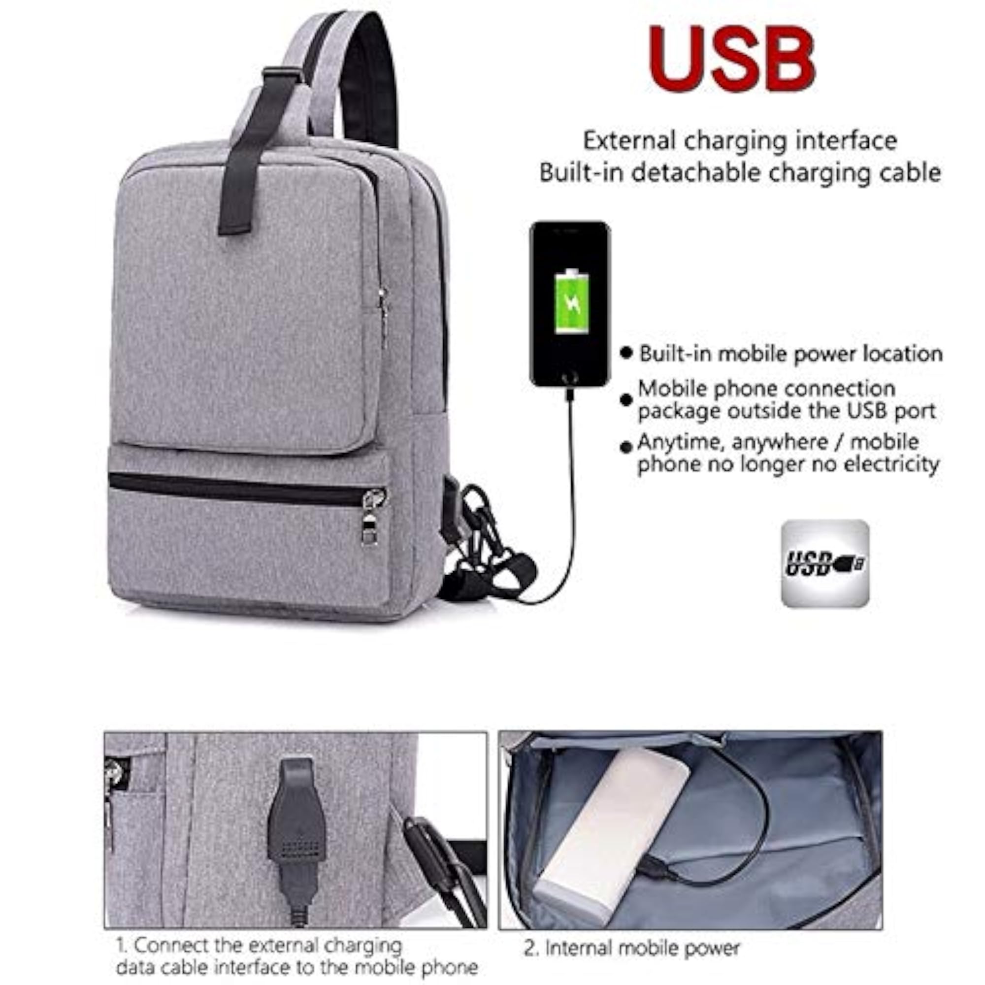 Men's USB Rechargeable Multifunctional School Backpack